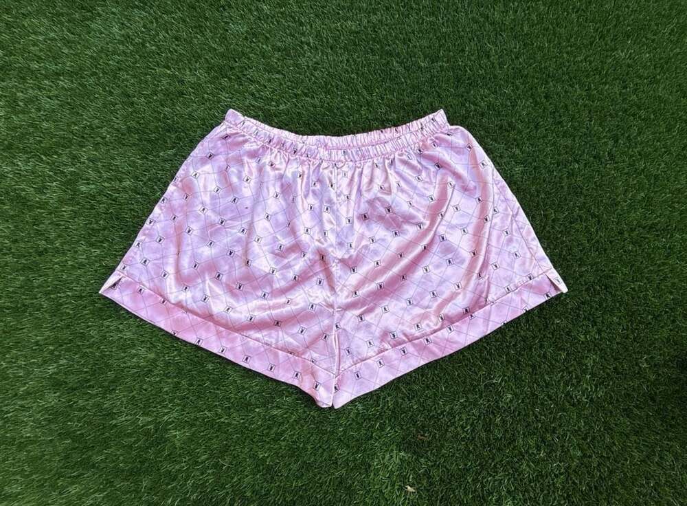 Playboy Pink Satin Diamond Pattern Sleep Shorts